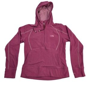 North Fave Half 1/2 Zip Hoodie Pullover Fleece Jacket Womens M Pink